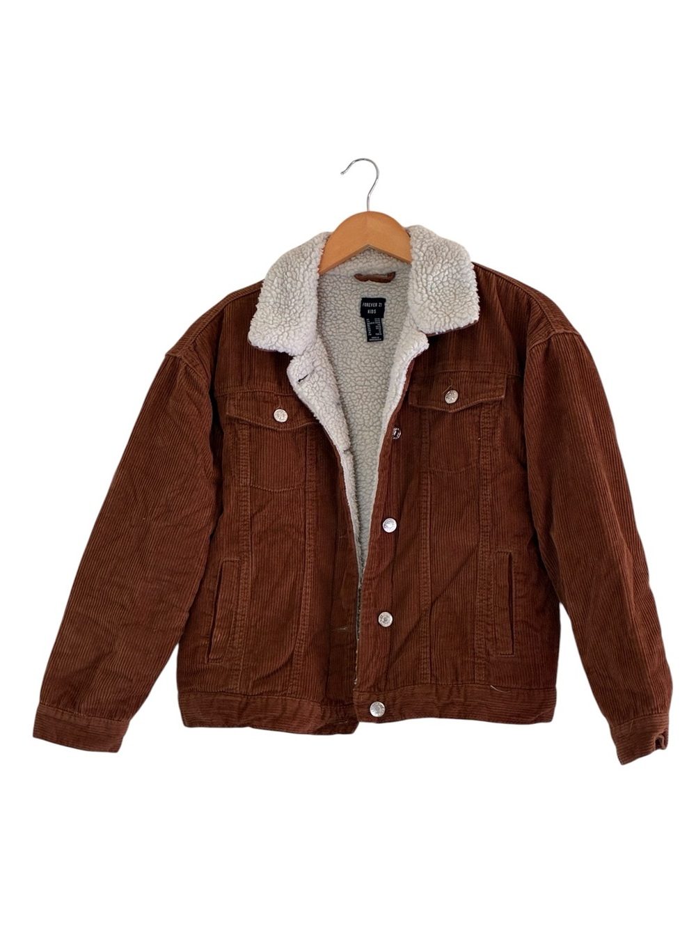Forever 21 Kids | Brown corduroy Sherpa button front thick jacket size 13/14